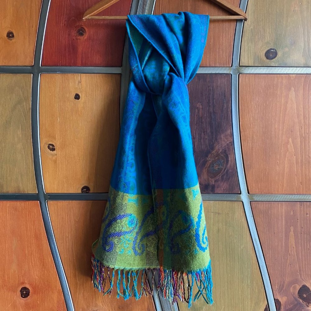 Capucine Paris Paisley Fall Winter Fringe Scarf Wrap